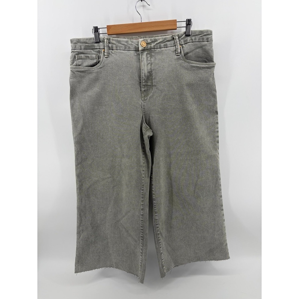 Kut From The Kloth, "Meg Fab Ab Wide Leg", Crop Jeans, Raw Hem, Sage, Sz 16